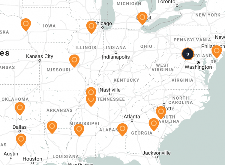 Map of ISP Locations